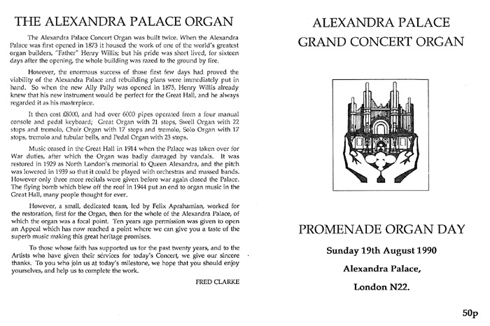 The 1990 re-opening concert programme